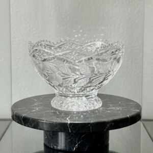 VTG ~ Zajecar lead Crystal Bowl Hand Cut Etched Roses 🌹